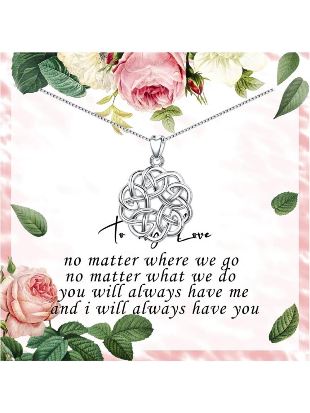 Sterling Silver Lucky Infinity Celtic Knot Pendant Necklace | Gift for Women